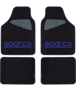 SET 4 TAPPETINI NERI E BLU PER AUTO SPARCO